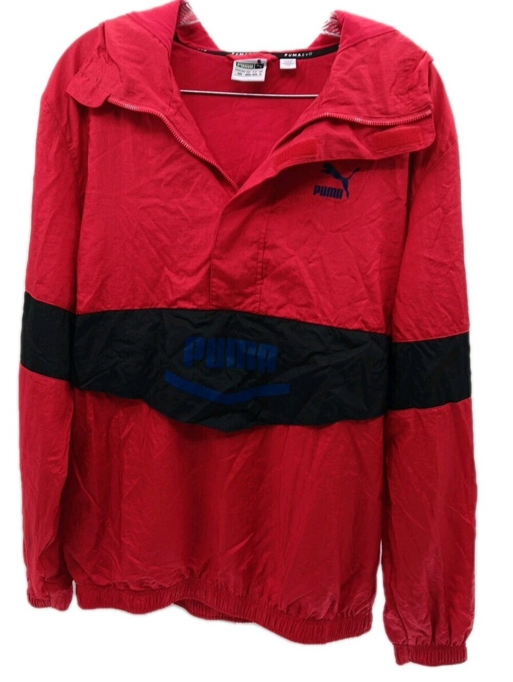 Puma Evo Windbreaker Jacket Mens Medium Red Retro Hooded Casual Logo Athletic